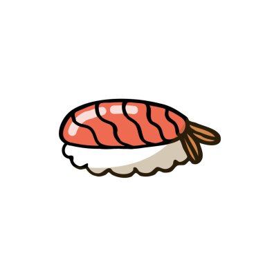 sushi doodle simgesi, vektör rengi çizimi