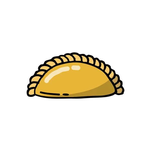 Doodle Symbol Empanada Gefülltes Brot Oder Gebäck Gebacken Oder Gebraten — Stockvektor