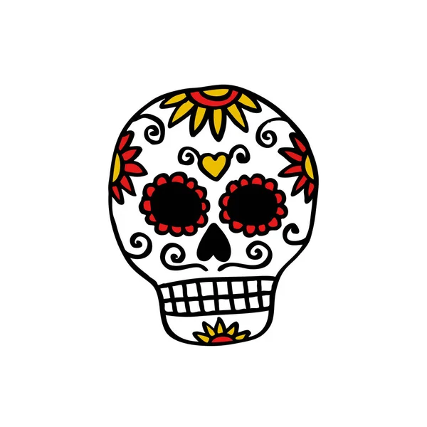 Calavera Doodle Icon Vector Color Illustration — Stock Vector