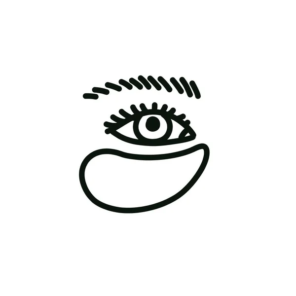 Eye Beauty Patches Doodle Icon Vector Line Illusration — Stock Vector