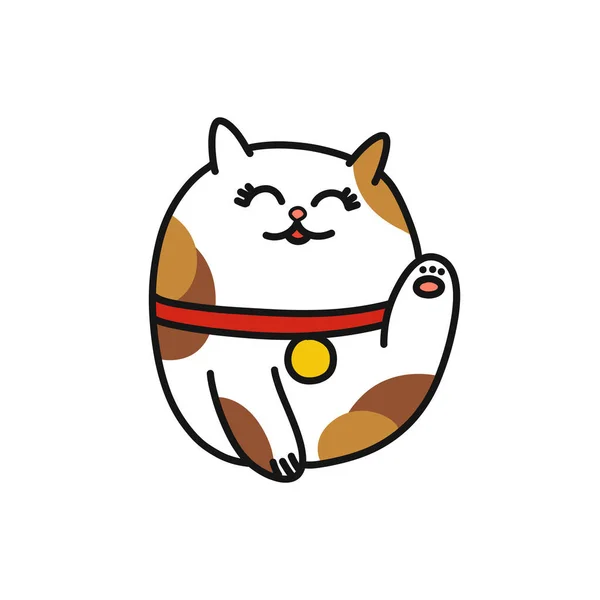 Maneki Neko Doodle Ikon Vektor Illustration — Stock vektor