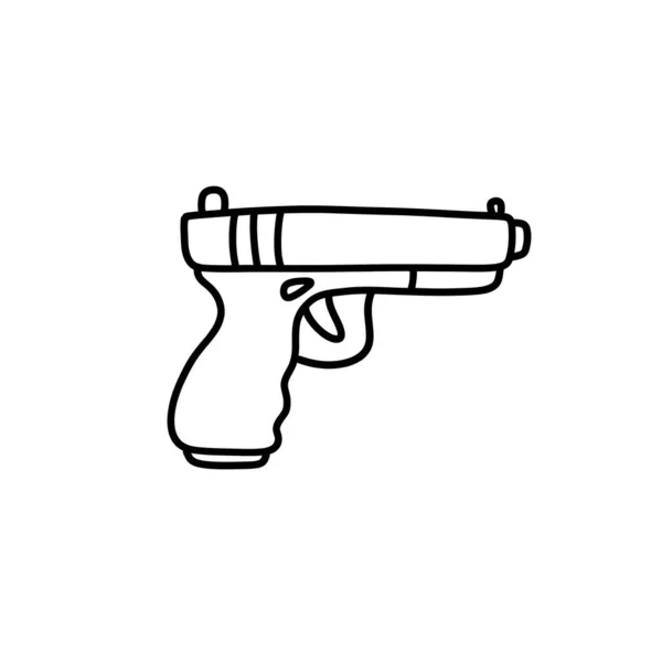 Ícone Doodle Pistola Ilustração Vetorial — Vetor de Stock