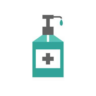 Alkol jeli, el dezenfektanı düz simge, vektör illüstrasyonu