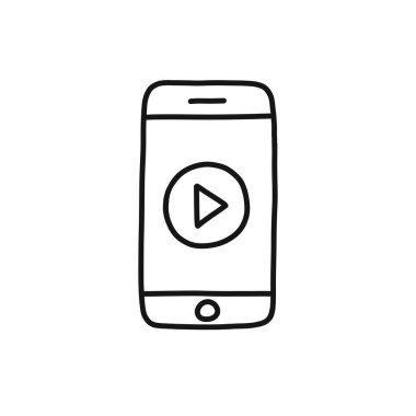 akıllı telefon doodle simgesi, vektör illüstrasyonu