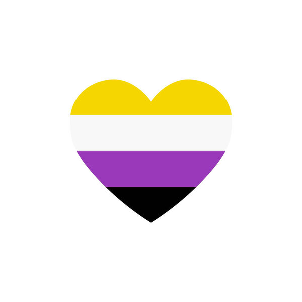 небинарное сердце флага, флаг сообщества ЛГБТК, векторная иллюстрация

