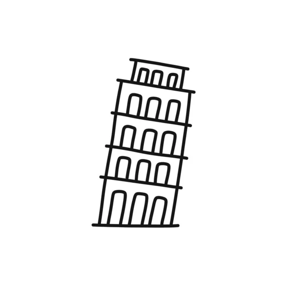 Torre Pisa Doodle Icono Vector Ilustración — Archivo Imágenes Vectoriales