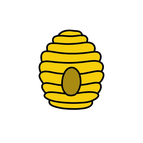 Bee hive doodle icon, vector color illustration — Stock Vector