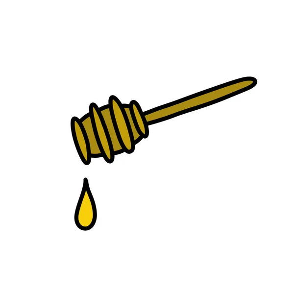 Icona scarabocchio cucchiaio miele, illustrazione a colori vettoriale — Vettoriale Stock