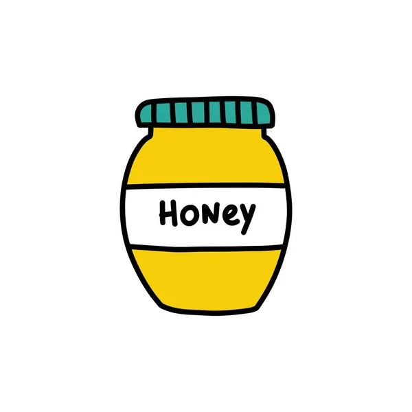 Pot de miel icône doodle, illustration vectorielle de couleur — Image vectorielle