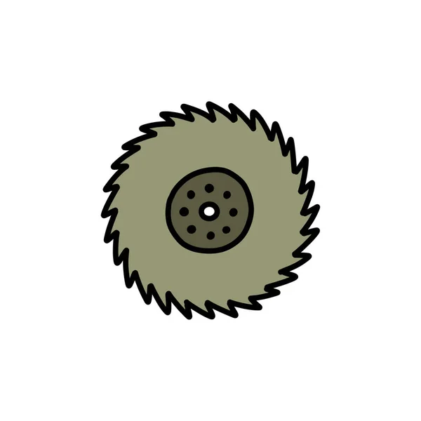 Circular sierra garabato icono, vector ilustración de color — Vector de stock