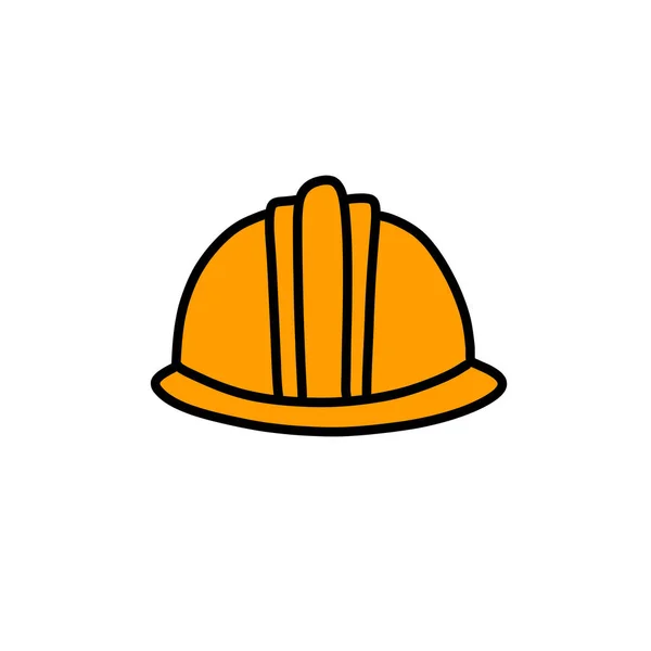 Construção capacete doodle ícone, vetor ilustração cor — Vetor de Stock