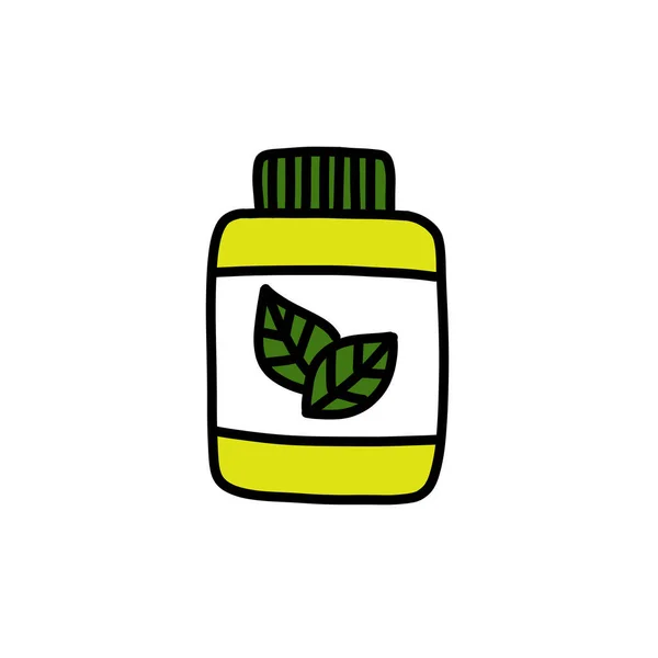 Alternativa Icona Doodle Medicina Naturale Illustrazione Vettoriale — Vettoriale Stock