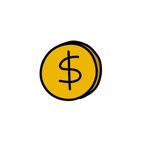 Moneda Garabato Icono Vector Ilustración — Vector de stock
