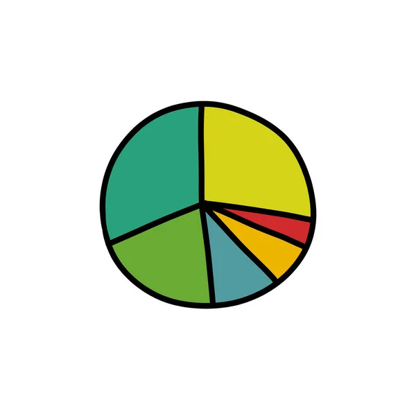 Estatística torta diagrama doodle ícone, ilustração de cor vetorial —  Vetores de Stock