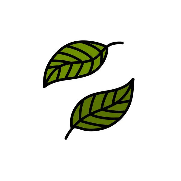 Green Leaves Doodle Icon Vector Illustration — Stock Vector