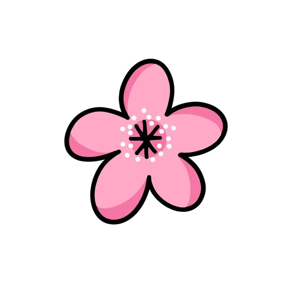 Sakura Bloem Doodle Icoon Vector Illustratie — Stockvector