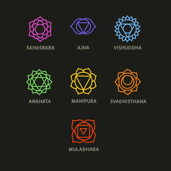 Chakra Doodle Icons Set Vector Illustration — Stock Vector