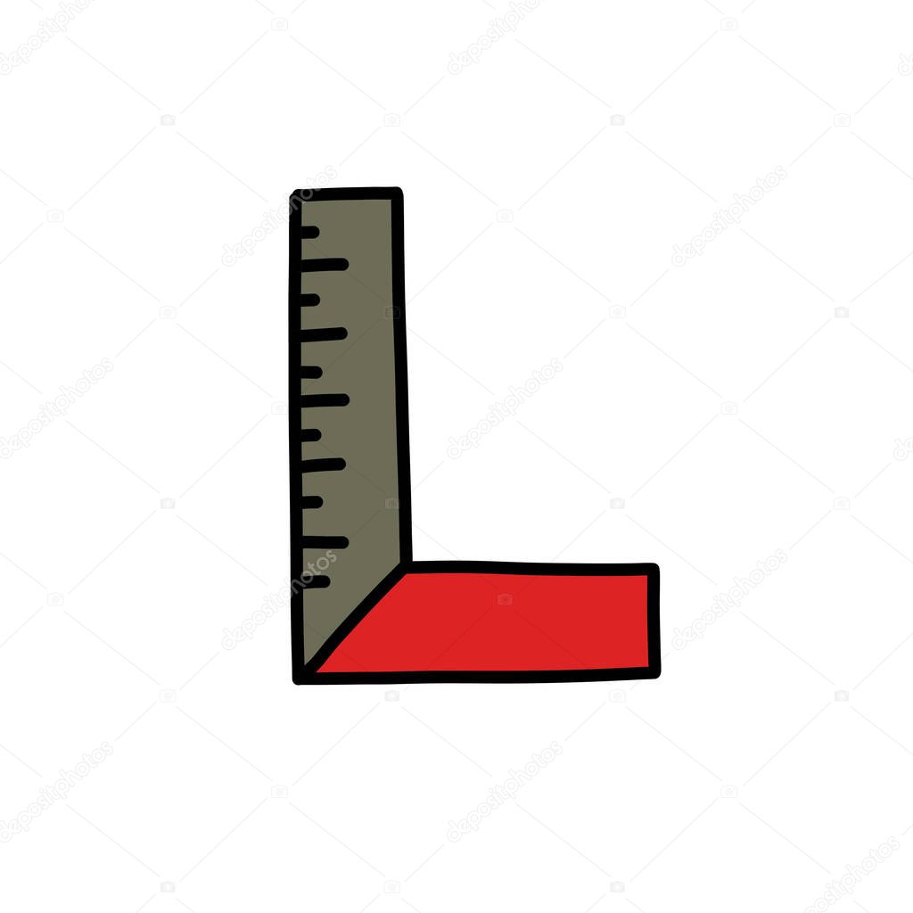 angle ruler doodle icon, vector illustration
