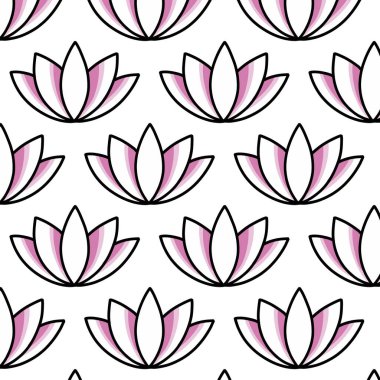 Nilüfer çiçeği dikişsiz karalama simgesi etiketi, vektör illüstrasyonu