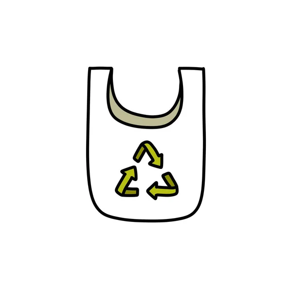 Recycling Tasche Doodle Symbol Vektor Abbildung — Stockvektor