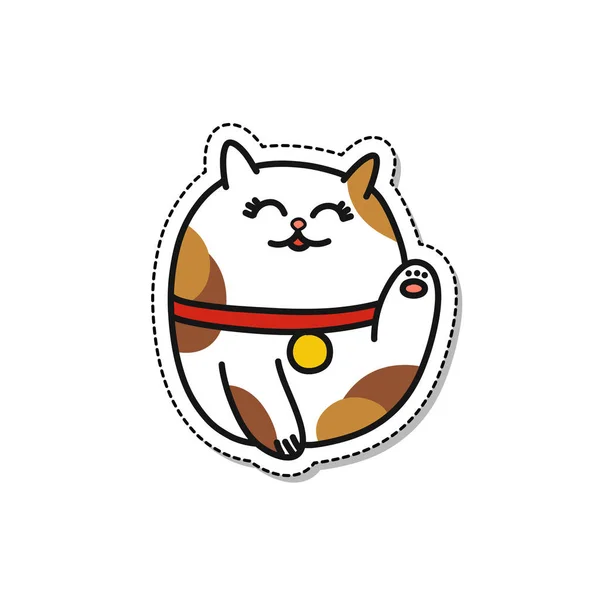 Maneki Neko Doodle Ikon Vektor Illustration — Stock vektor