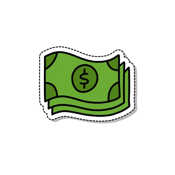 Dollar Billet Doodle Icône Illustration Vectorielle — Image vectorielle