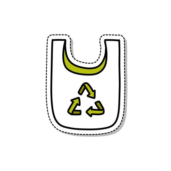 Recycling Tasche Doodle Symbol Vektor Abbildung — Stockvektor