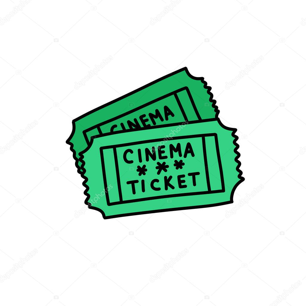cinema tickets doodle icon, vector illustration