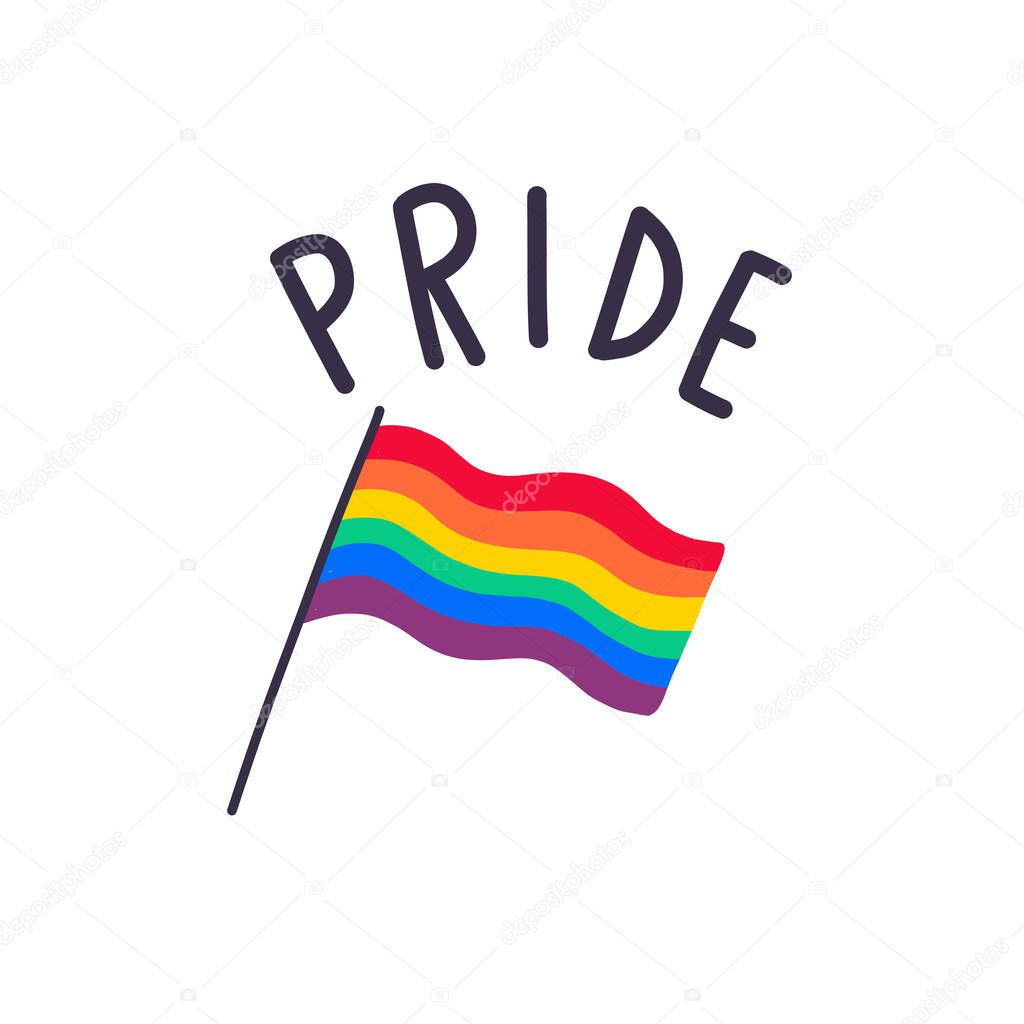 lgbtq rainbow flag doodle icon, vector illustration