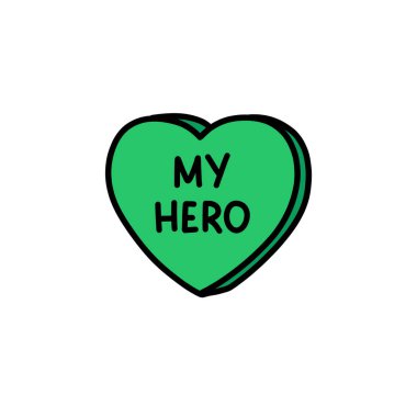 my hero heart doodle icon, vector illustration