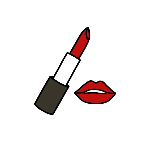 Lippenstift Doodle Symbol Vektorillustration — Stockvektor