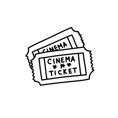 Sinema biletleri karalama simgesi, vektör illüstrasyonu