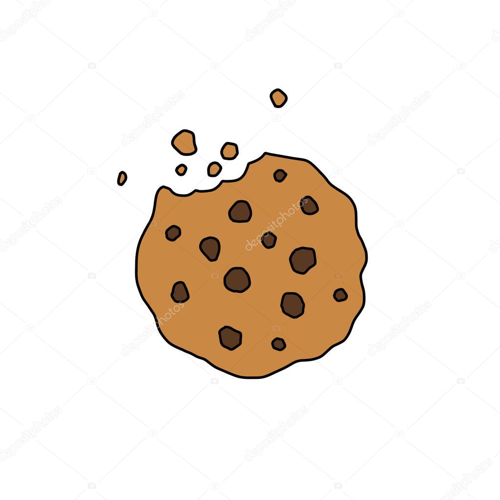 chocolate chip cookies doodle icon, vector illustration