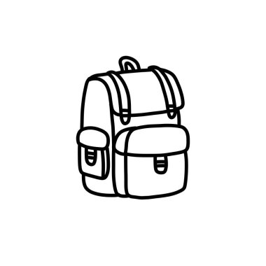 sırt çantası karalama simgesi, vektör illüstrasyonu