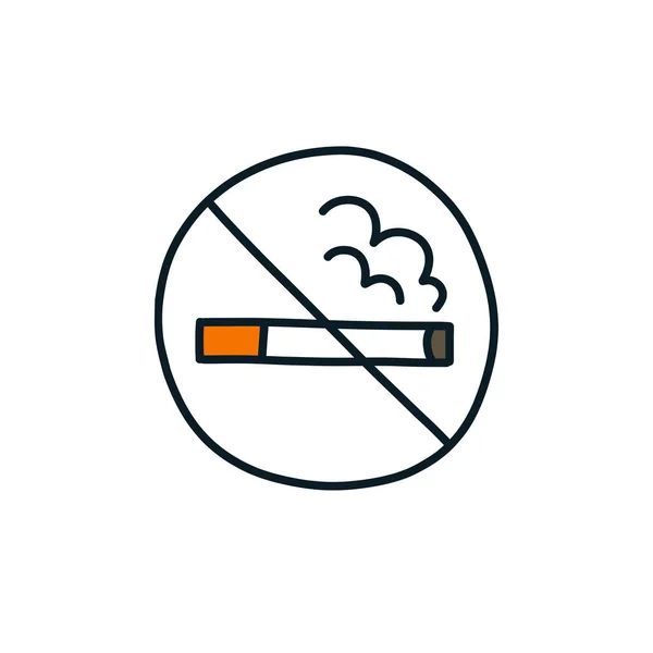 Nenhum Ícone Doodle Sinal Fumo Ilustração Vector —  Vetores de Stock