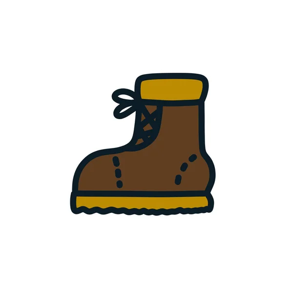 Trekschoenen Doodle Icoon Vector Illustratie — Stockvector