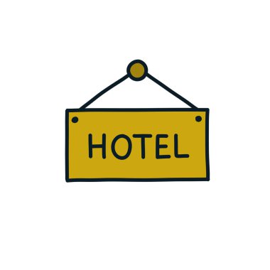 Pano Otel karalama simgesi, vektör illüstrasyonu