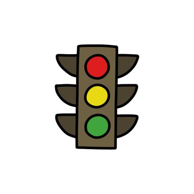 traffic light doodle icon, vector illustration clipart