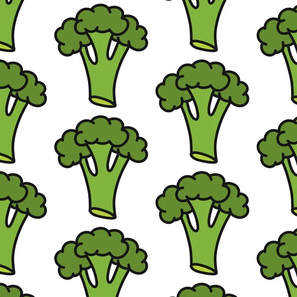 Broccoli Modello Doodle Senza Soluzione Continuità Illustrazione Vettoriale — Vettoriale Stock
