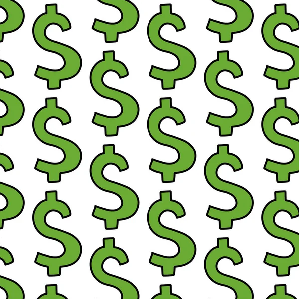 Dollar Symbool Naadloze Doodle Patroon Vector Illustratie — Stockvector