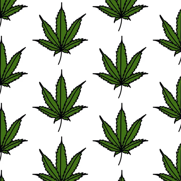 Marihuana Blatt Nahtloses Doodle Muster Vektorillustration — Stockvektor