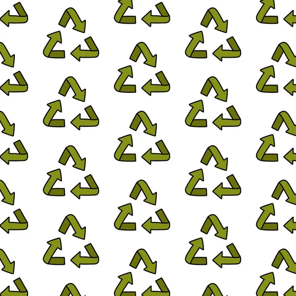 Recycling Symbol Nahtlose Doodle Muster Vektorillustration — Stockvektor