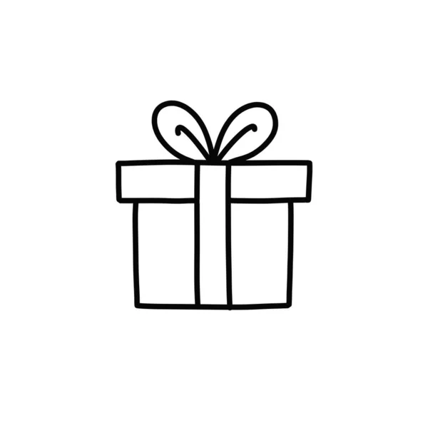 Regalo Caja Doodle Icono Vector Ilustración — Vector de stock