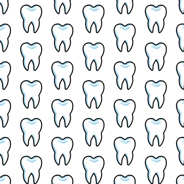 Padrão Doodle Sem Costura Dente Ilustração Vetorial —  Vetores de Stock