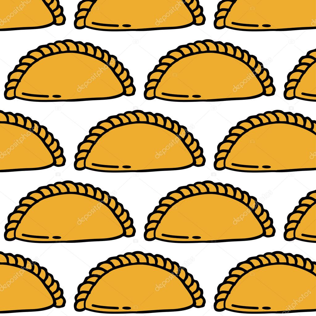 empanada seamless doodle pattern, vector illustration