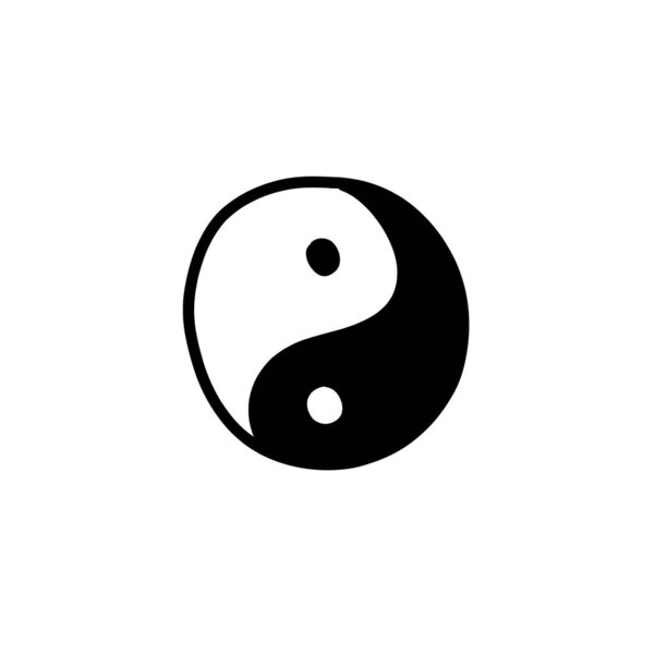 yin yang doodle icon, vector illustration