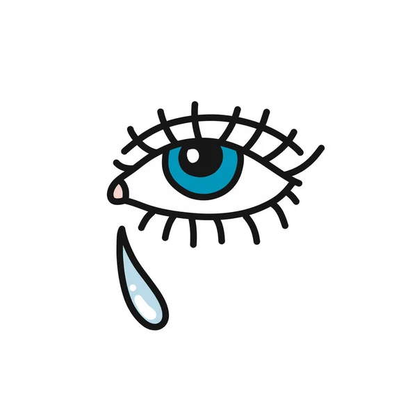 Weinen Auge Doodle Symbol Vektor Illustration — Stockvektor