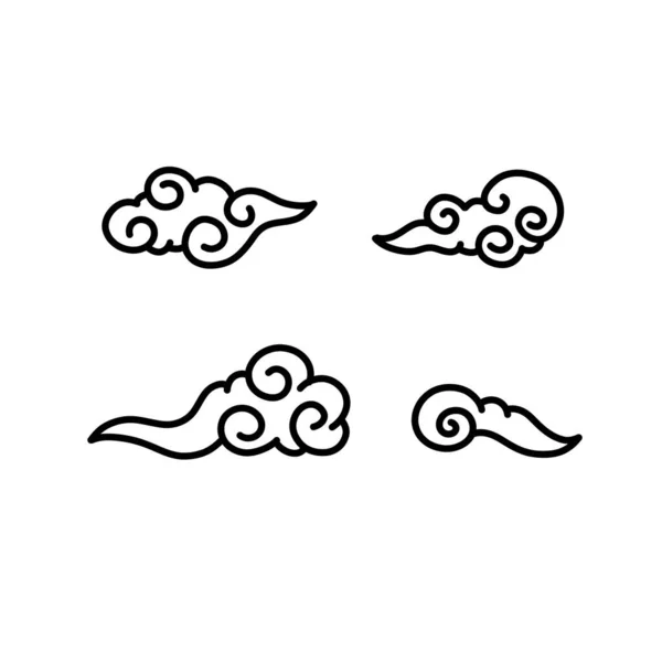 Chinese Clouds Doodle Icon Vector Illustration — Stock Vector