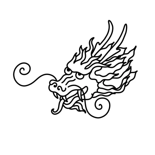 Chinese Dragon Doodle Icon Vector Illustration — 스톡 벡터