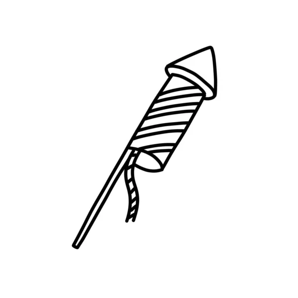 Feuerwerk Rakete Doodle Symbol Vektorillustration — Stockvektor